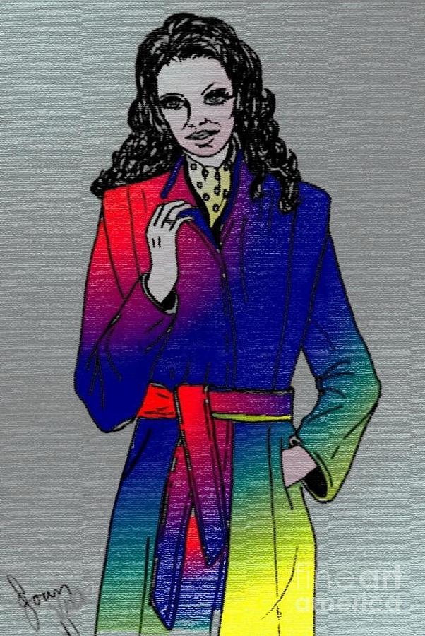 Rainbow Coat Mixed Media by Joan-Violet Stretch