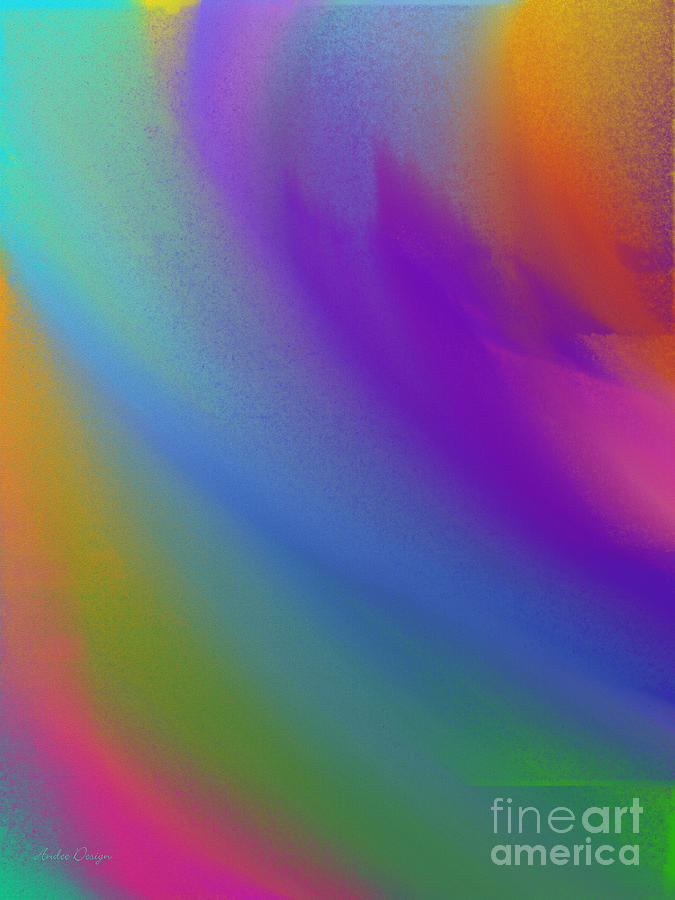 Rainbow Color Wave Abstract Digital Art by Andee Design