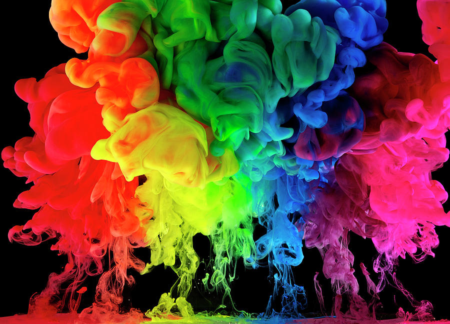 Rainbow Colored Ink, Paint In Water Photograph by Mark Mawson