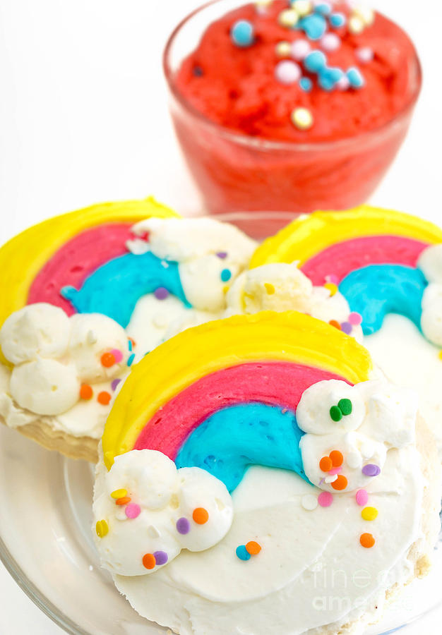 Cookie Photograph - Rainbow Cookies and Mango Gelato by Amy Cicconi