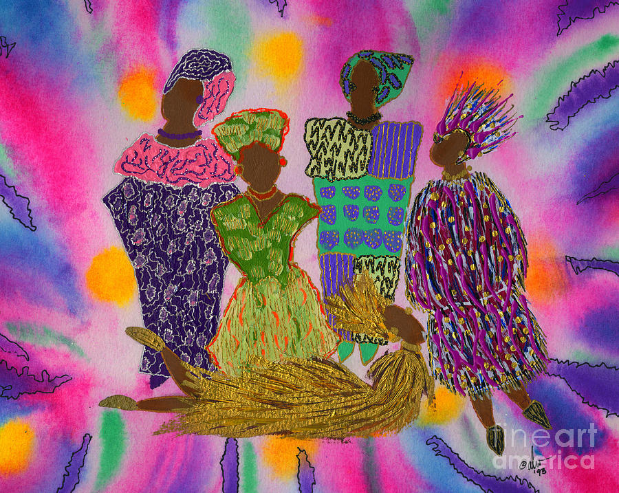 Rainbow Dance Ensemble Mixed Media by Angela L Walker