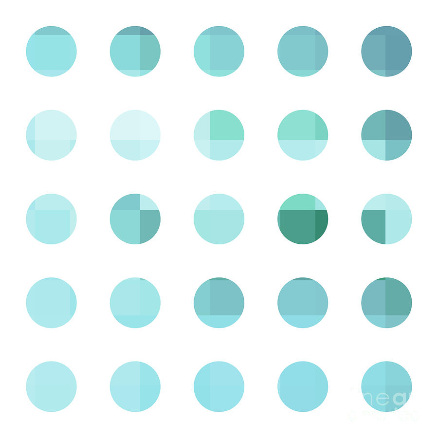 Abstract Painting - Rainbow Dots Aqua  by Pixel Chimp
