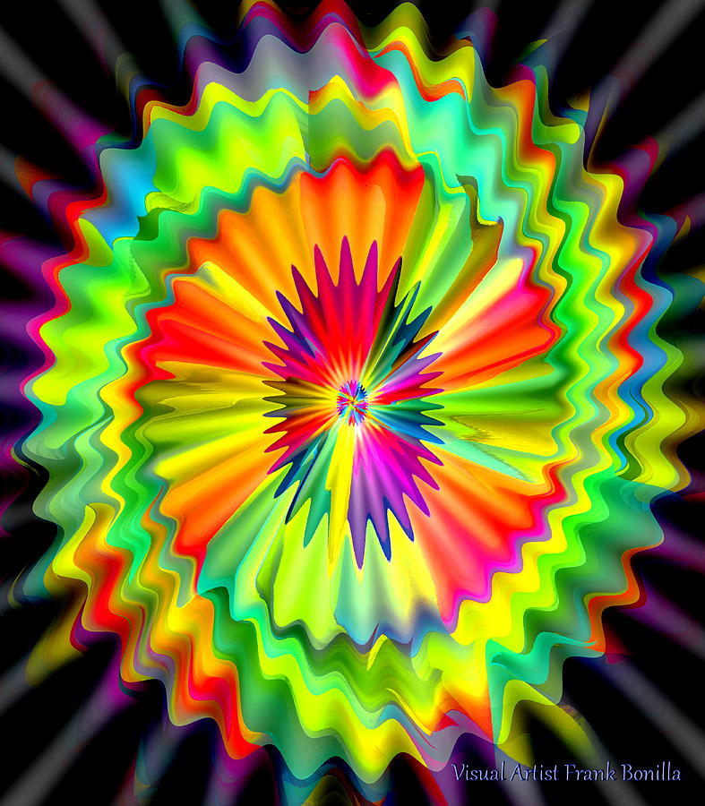 Abstract Digital Art - Rainbow Explosion by Frank Bonilla