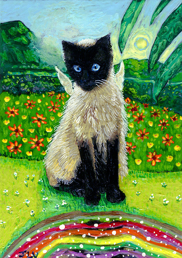 Rainbow Fairy Cat Painting by Jacquelin L Westerman