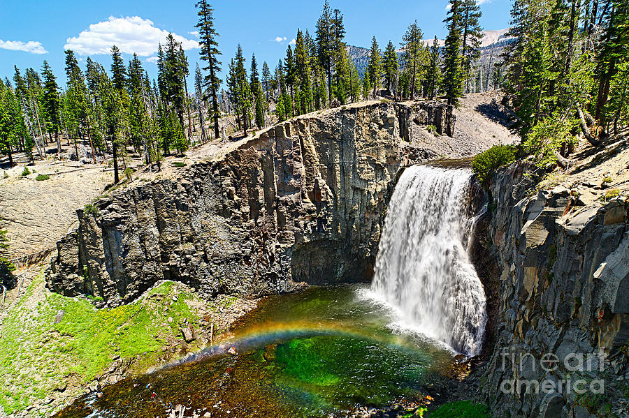 Waterfall Photograph - Rainbow Falls in Mammoth Lakes California by Jamie Pham