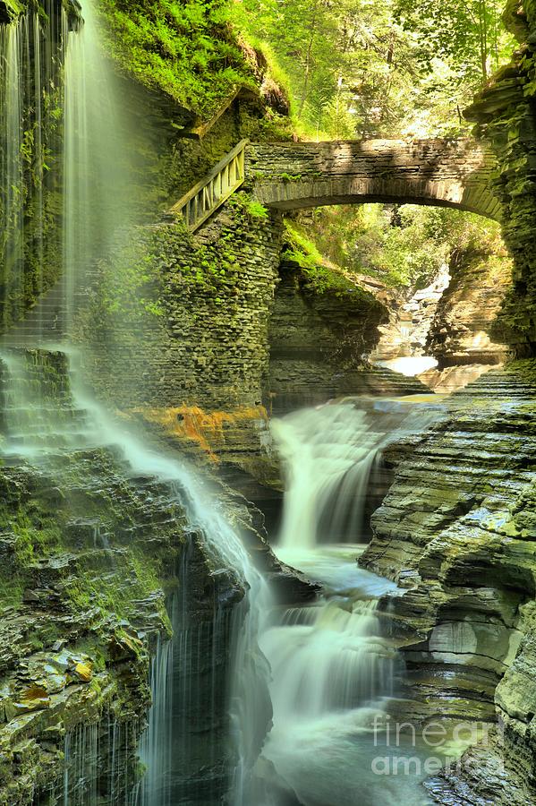 Watkins Glen State Park Photograph - Rainbow Falls Portrait by Adam Jewell