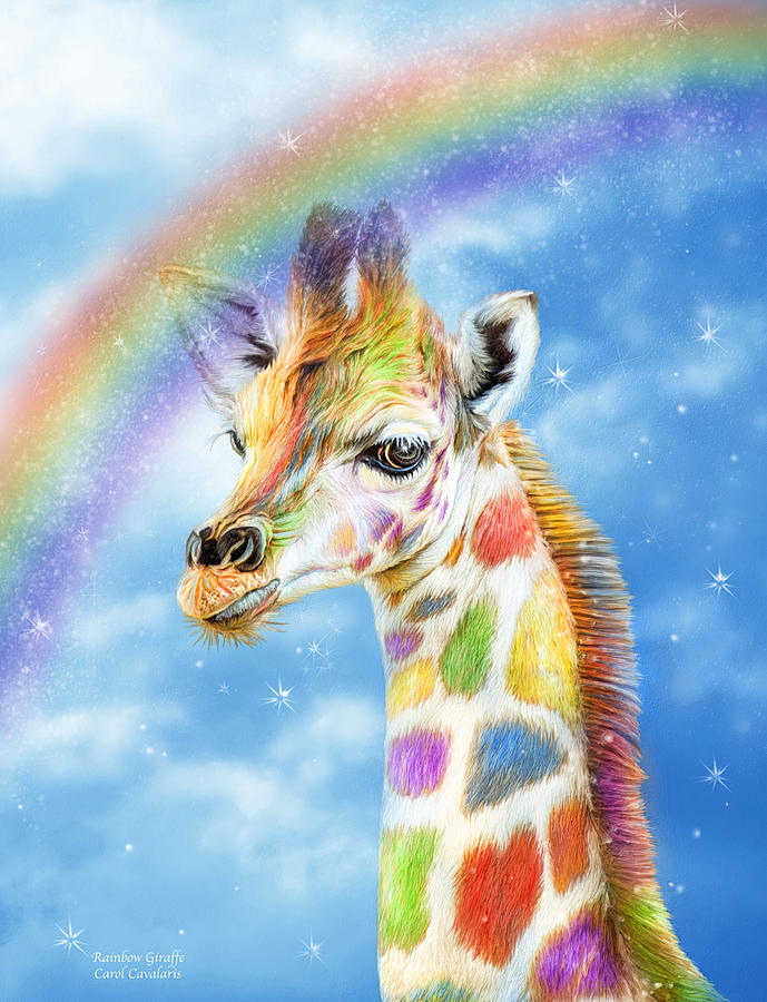 Rainbow Giraffe Mixed Media by Carol Cavalaris