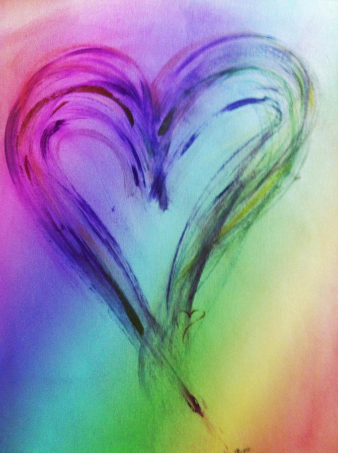 Rainbow Heart Painting by Marian Lonzetta