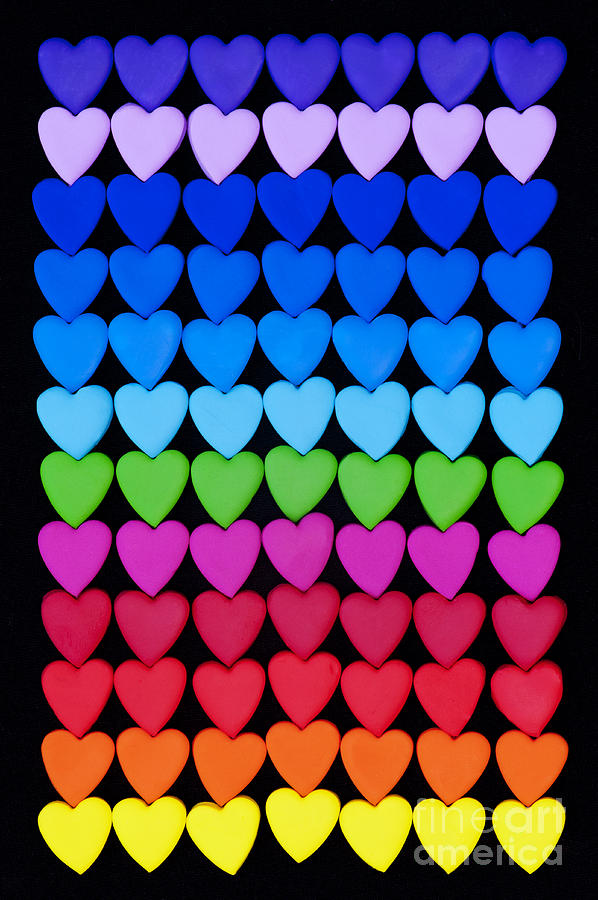 Pattern Photograph - Rainbow Hearts by Tim Gainey
