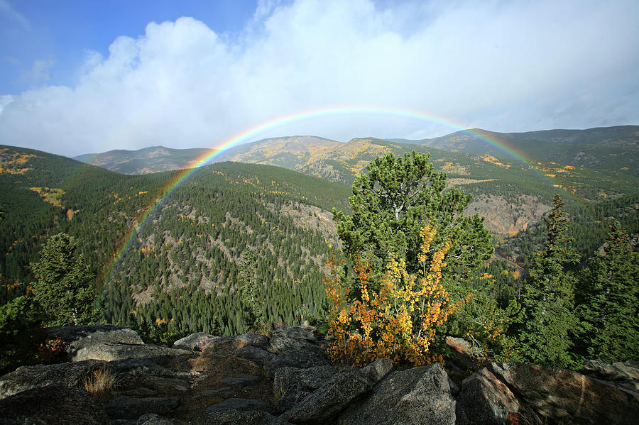 Rainbow in mountains Photograph by Harold Rau