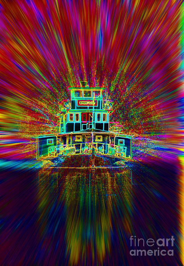 Boat Digital Art - Rainbow in My Wake by Lorles Lifestyles Boat Digital Art - Rainbow in My Wake by Lorles Lifestyles