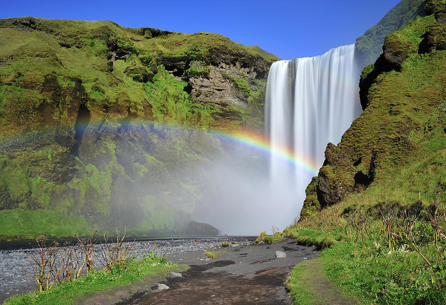 Nature Photograph - Rainbow In Skogafoss, Waterfall In by Nora Carol Photography