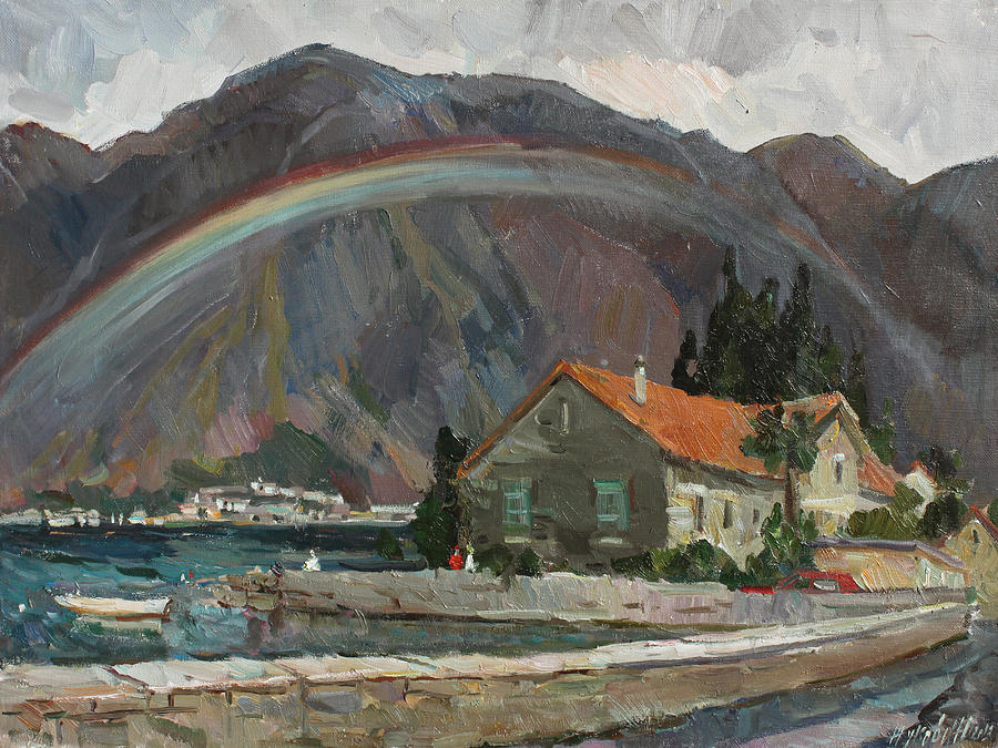 Rainbow in the mountains Painting by Juliya Zhukova