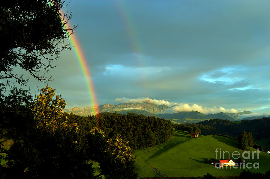 Rainbow in the Swiss Alps Photograph by Susanne Van Hulst