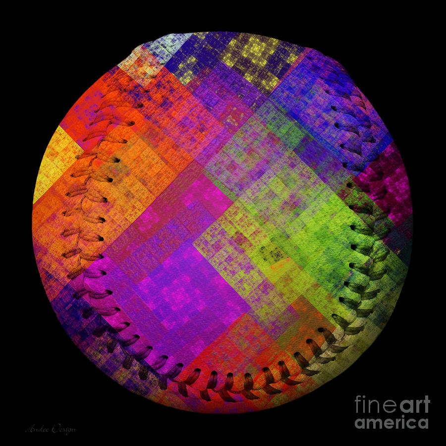 Rainbow Infusion Baseball Square Digital Art by Andee Design