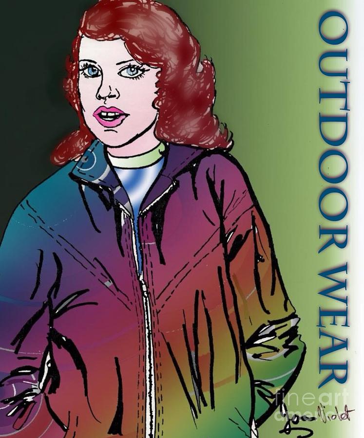 Rainbow Jacket Outdoors Drawing by Joan-Violet Stretch