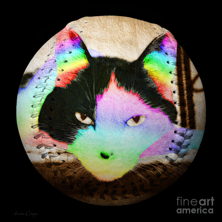 Rainbow Kitty Baseball Square Photograph by Andee Design