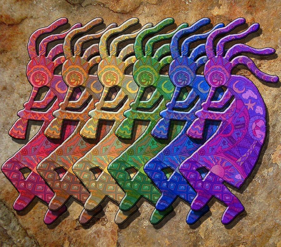Kokopelli Painting - Rainbow Kokopellis by Megan Walsh
