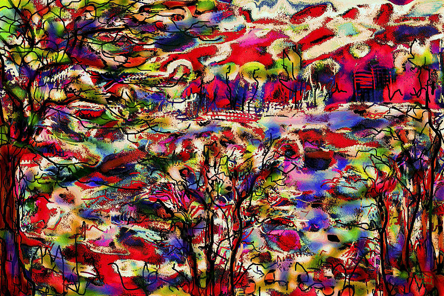 Tree Mixed Media - Rainbow Landscape by Natalie Holland