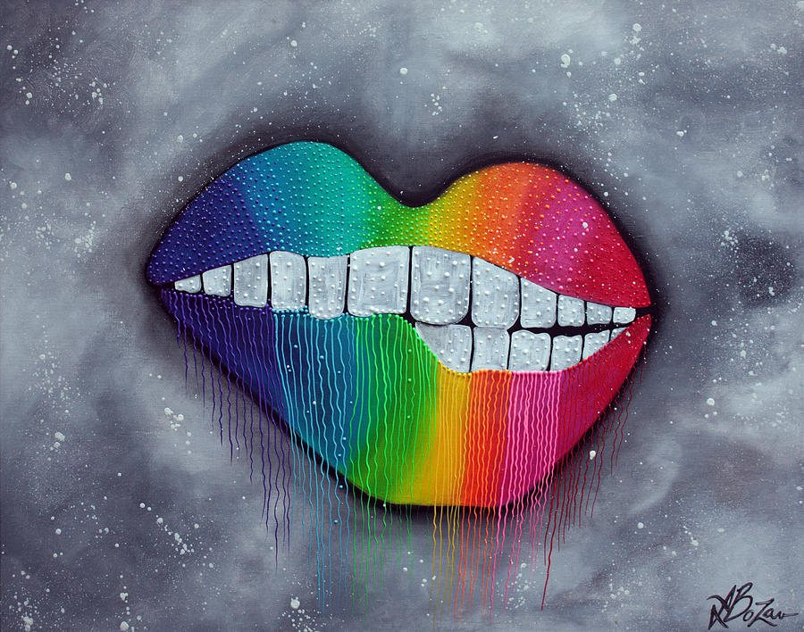 Rainbow Lips Painting by Laura Barbosa