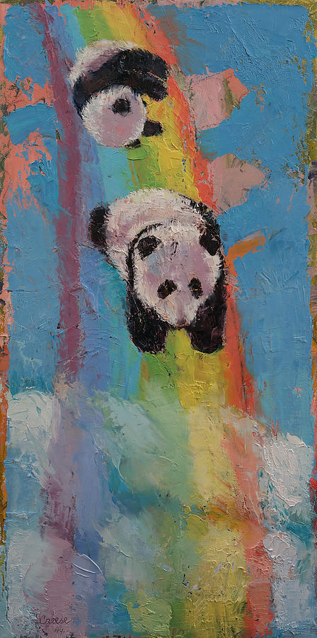 Panda Rainbow #1 Painting by Michael Creese