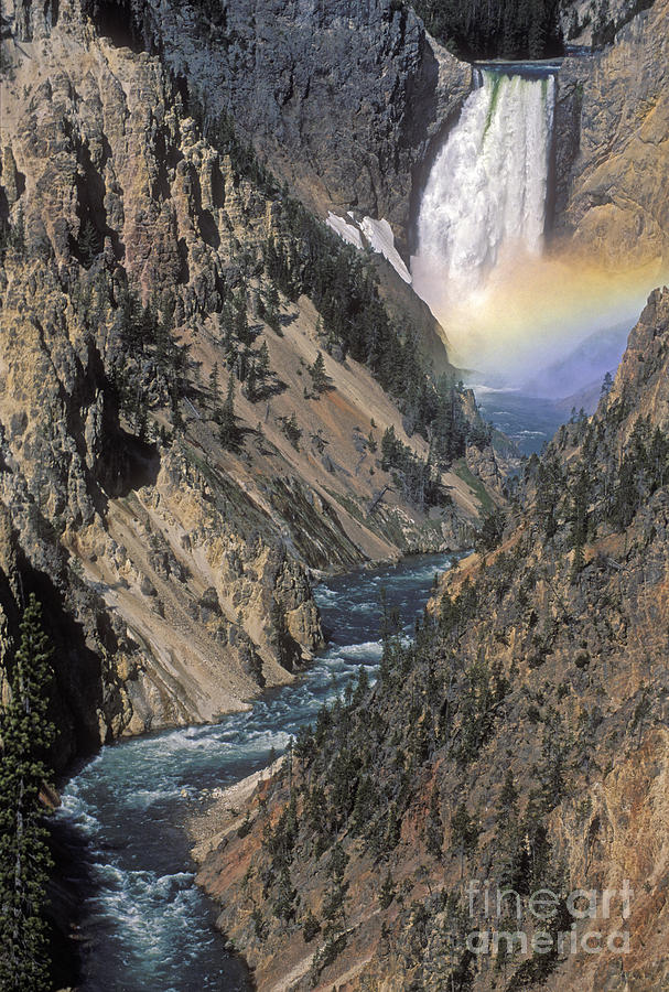 Rainbow on the Lower Falls Photograph by Sandra Bronstein
