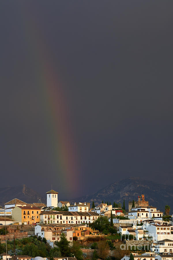 Architecture Photograph - Rainbow over Granada Albaicin and the Alhambra by Guido Montanes Castillo