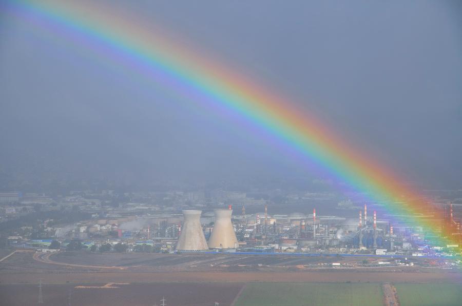 Rainbow Over Haifa Photograph by Photostock-israel/science Photo Library