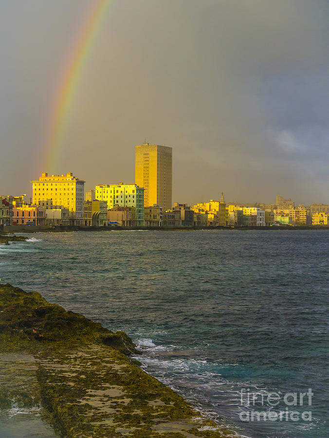 Sunset Photograph - Rainbow Over Malecon in Havana by David Litschel
