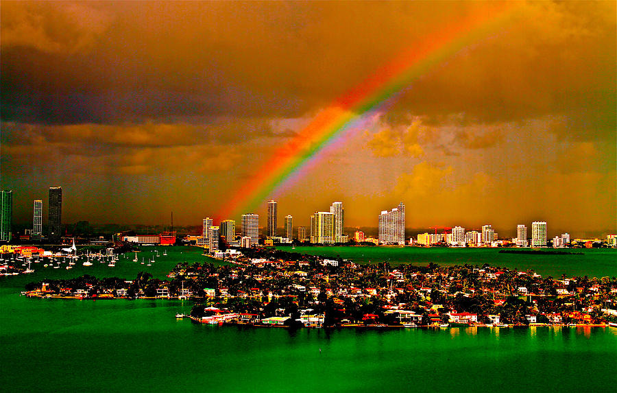 Rainbow over Miami Florida Photograph by Ronald  Bell