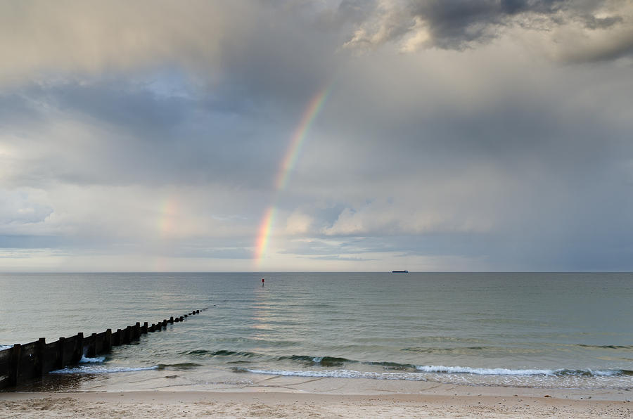 Nature Photograph - Rainbow over ocean by David Head