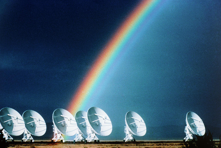 Rainbow Over The Dishes Of The Vla Radio Telescope Photograph by Douglas W. Johnson/science Photo Library