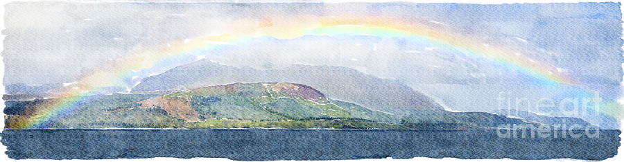 Rainbow over the Isle of Arran Digital Art by Liz Leyden