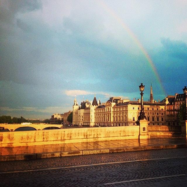 Paris Photograph - Rainbow Over The Seine. by Allan Piper