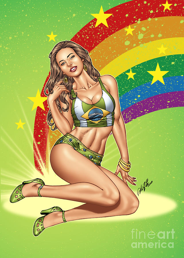 Rainbow Pinup Girl Mixed Media By Al Rio 