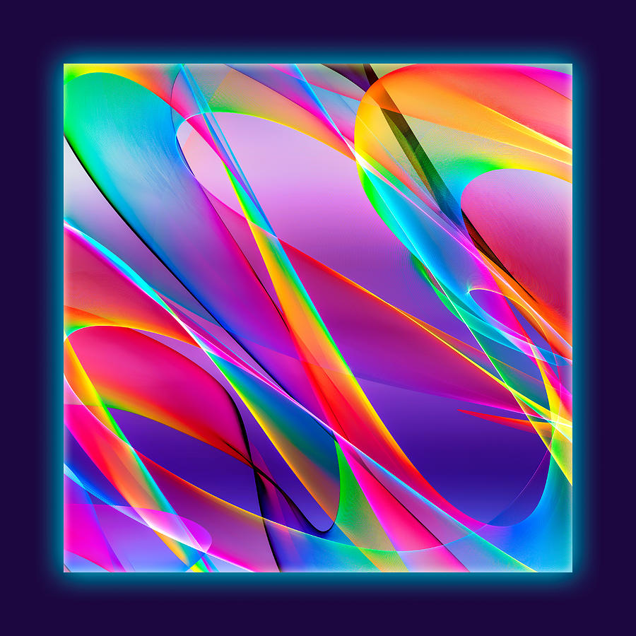 Abstract Digital Art - Rainbow Ribbons by Rick Wicker