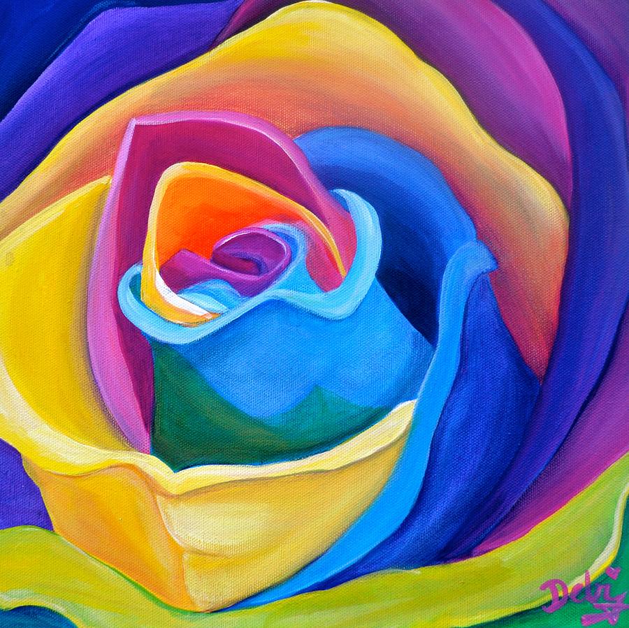 Abstract Painting - Rainbow Rose by Debi Starr