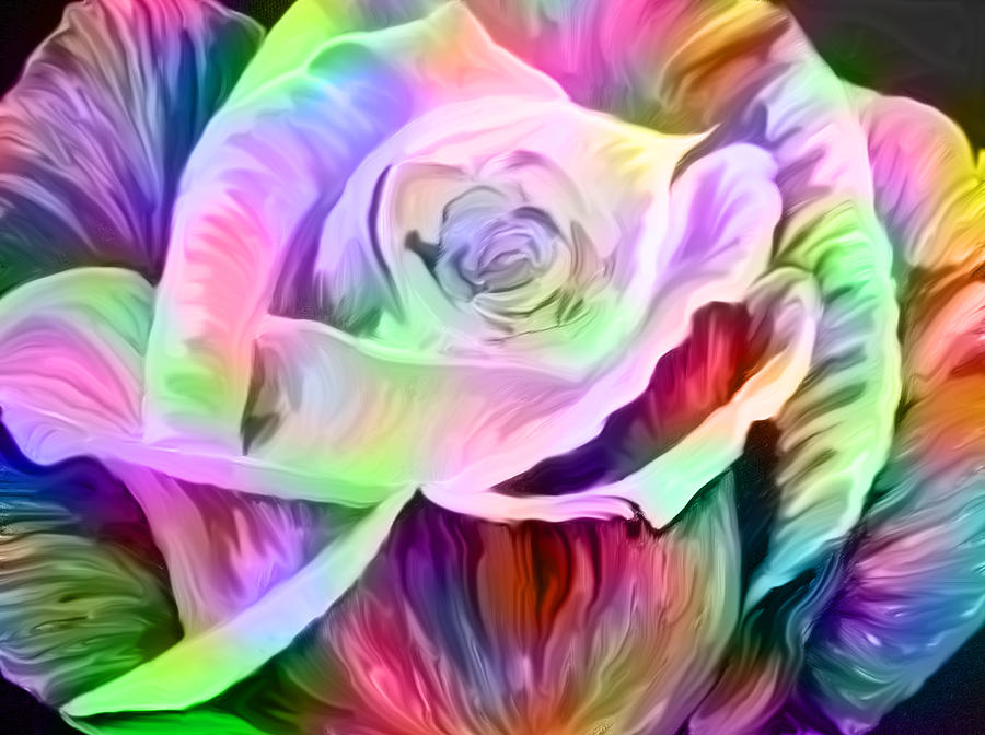 Rose Painting - Rainbow Rose by Faye Giblin