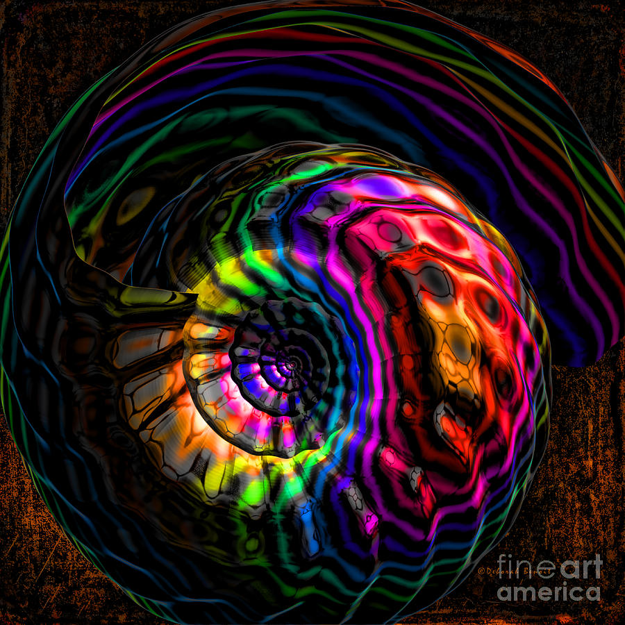 Abstract Digital Art - Rainbow Shell by Deborah Benoit