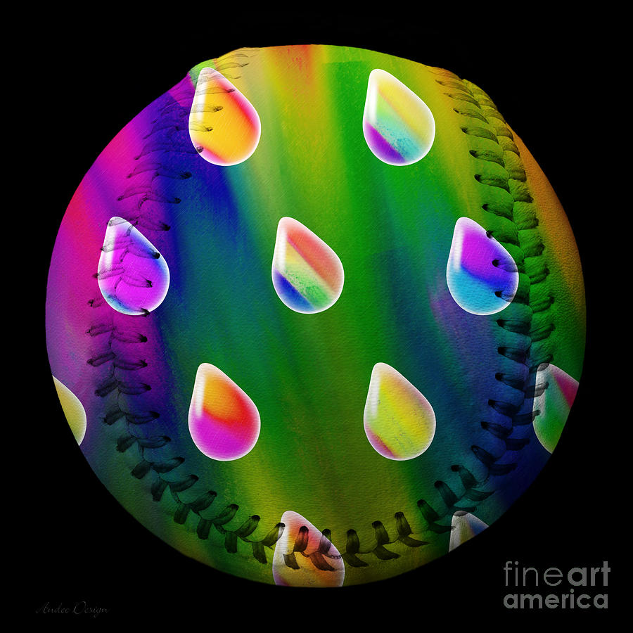 Rainbow Showers Baseball Square Digital Art by Andee Design