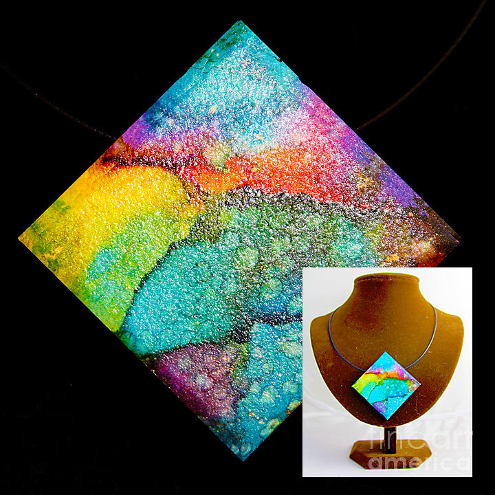 Rainbow Sky Necklace Painting by Alene Sirott-Cope