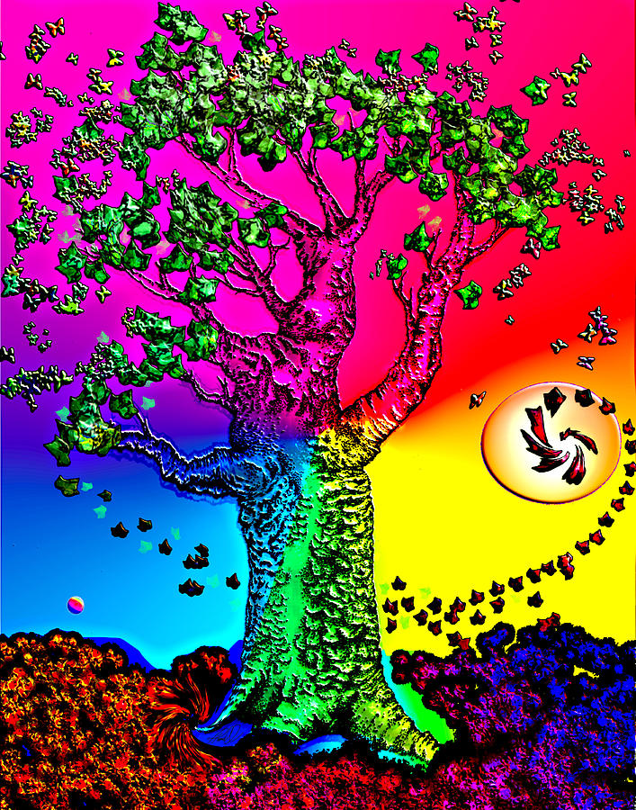 Fantasy Photograph - Rainbow Sky Tree by Tanya Hamell