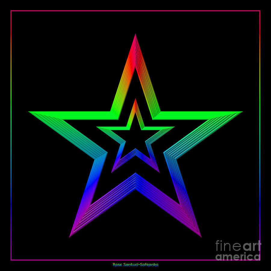Rainbow Stars Digital Art by Rose Santuci-Sofranko