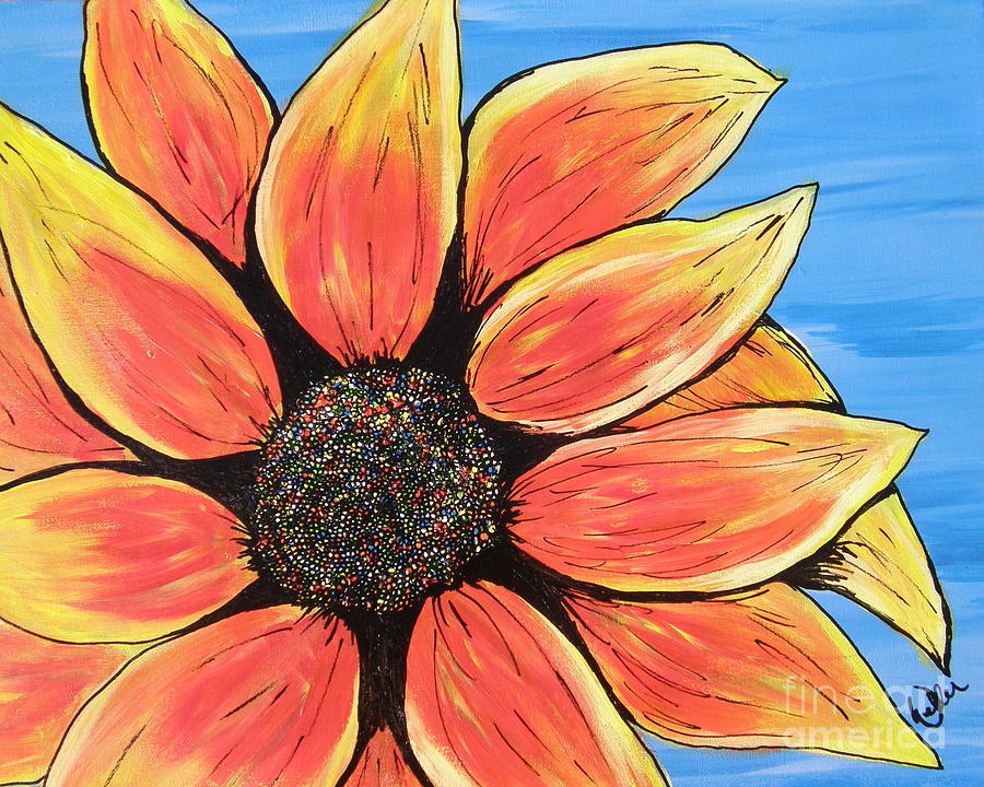 Rainbow Sunflower Painting by Marcia Weller-Wenbert | Fine Art America