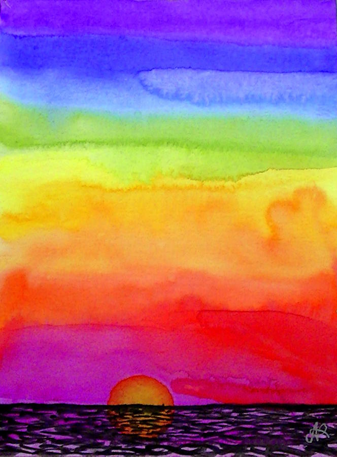 Rainbow Sunset II Painting by Nieve Andrea