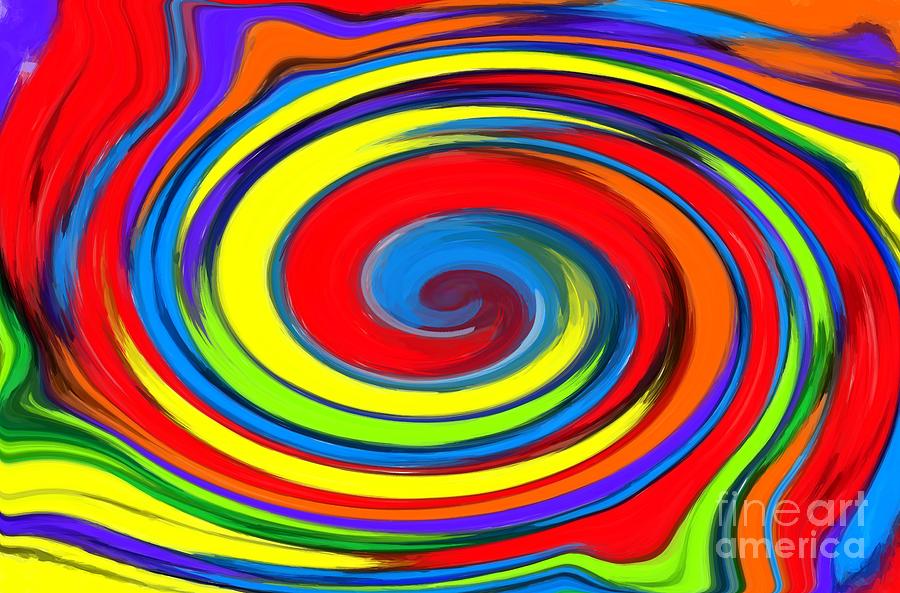 Abstract Digital Art - Rainbow Swirl by Chris Butler