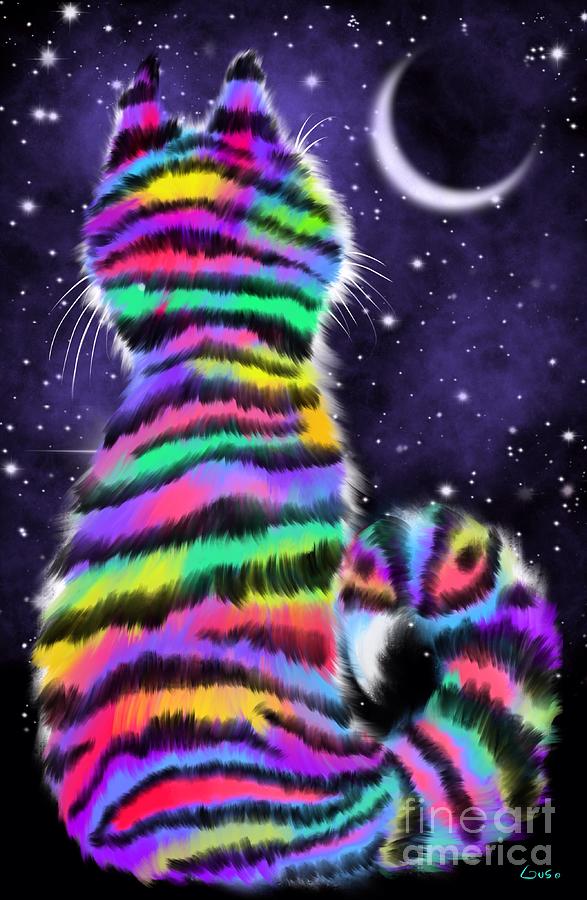 Rainbow Tiger Cat Painting by Nick Gustafson