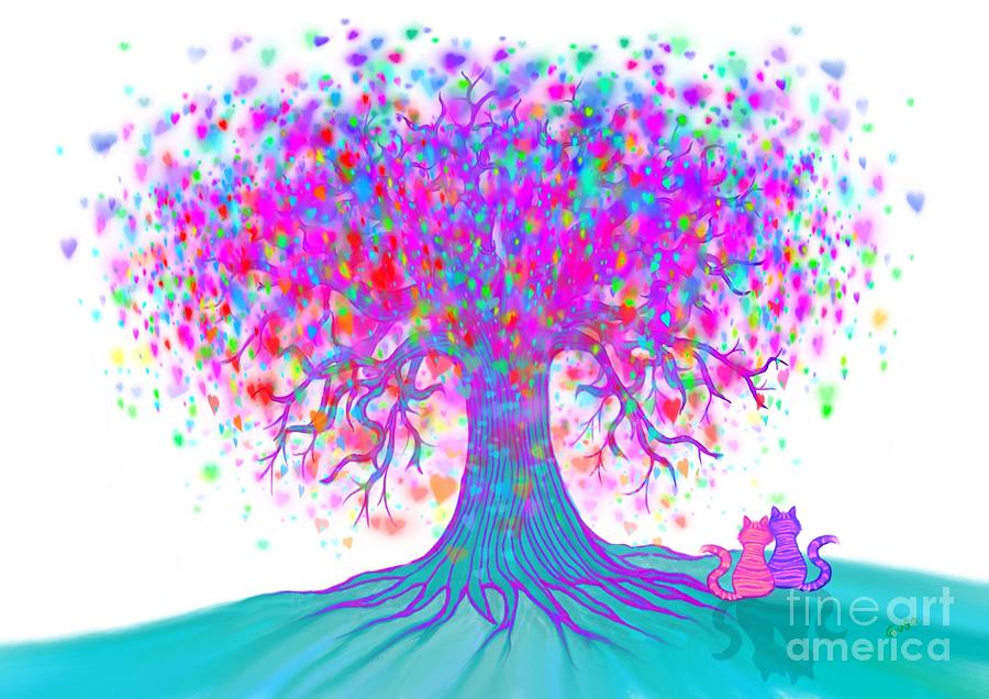 Rainbow Tree of Hearts Painting by Nick Gustafson