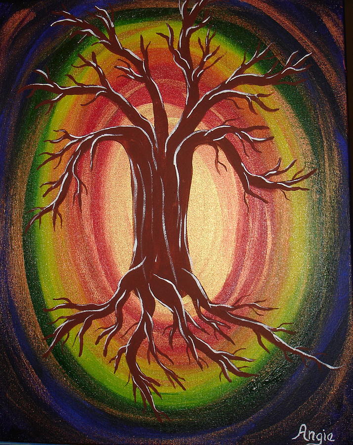Rainbow Tree of Life Painting by Angie Butler