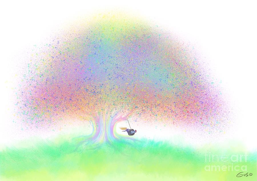 Rainbow Tree Swinging Digital Art by Nick Gustafson